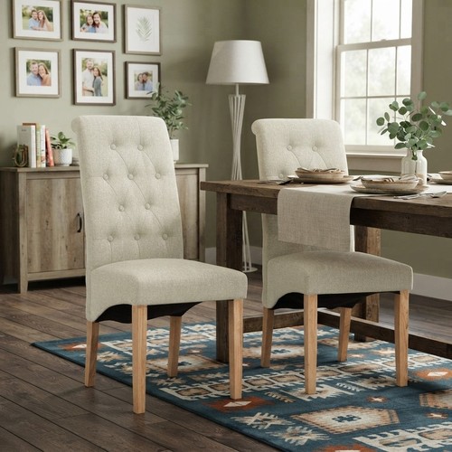 Plush linen dining chairs - linen, set