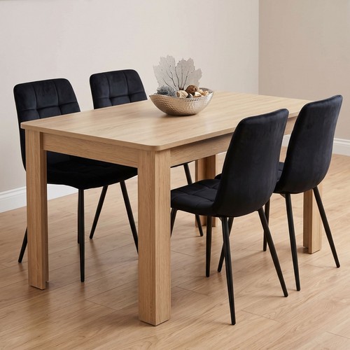 Oak dining table and black - table, 4