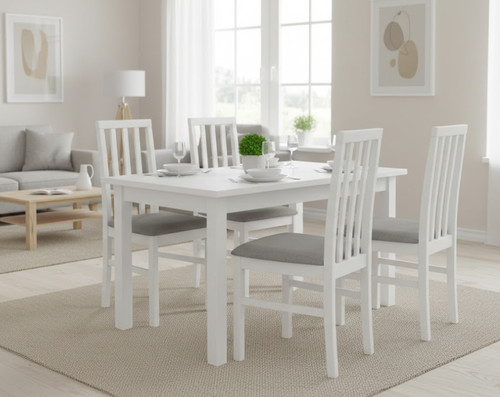White wooden dining - white, chair