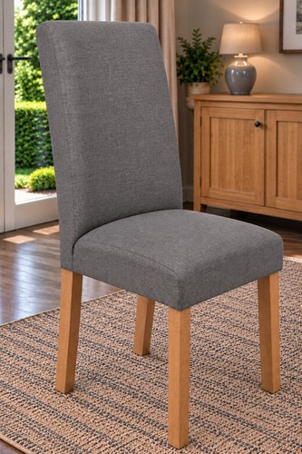 Set grey fabric dining - 2,